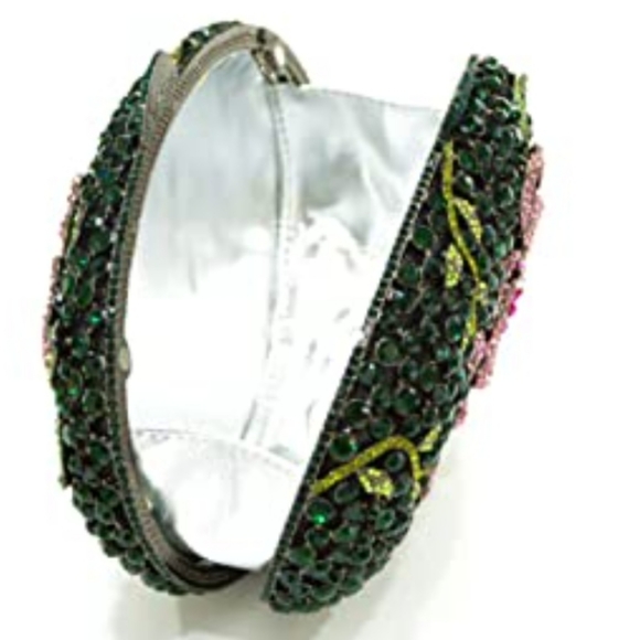 🌹SOLD NWT  Crystals Clutch   *Minaudiere. 20*15*7cm Green, Rose - Picture 5 of 15